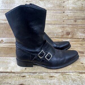 Dan Post Dress Boots Double  Monk Strap 2 Buckle Black Leather Size 8 M Western